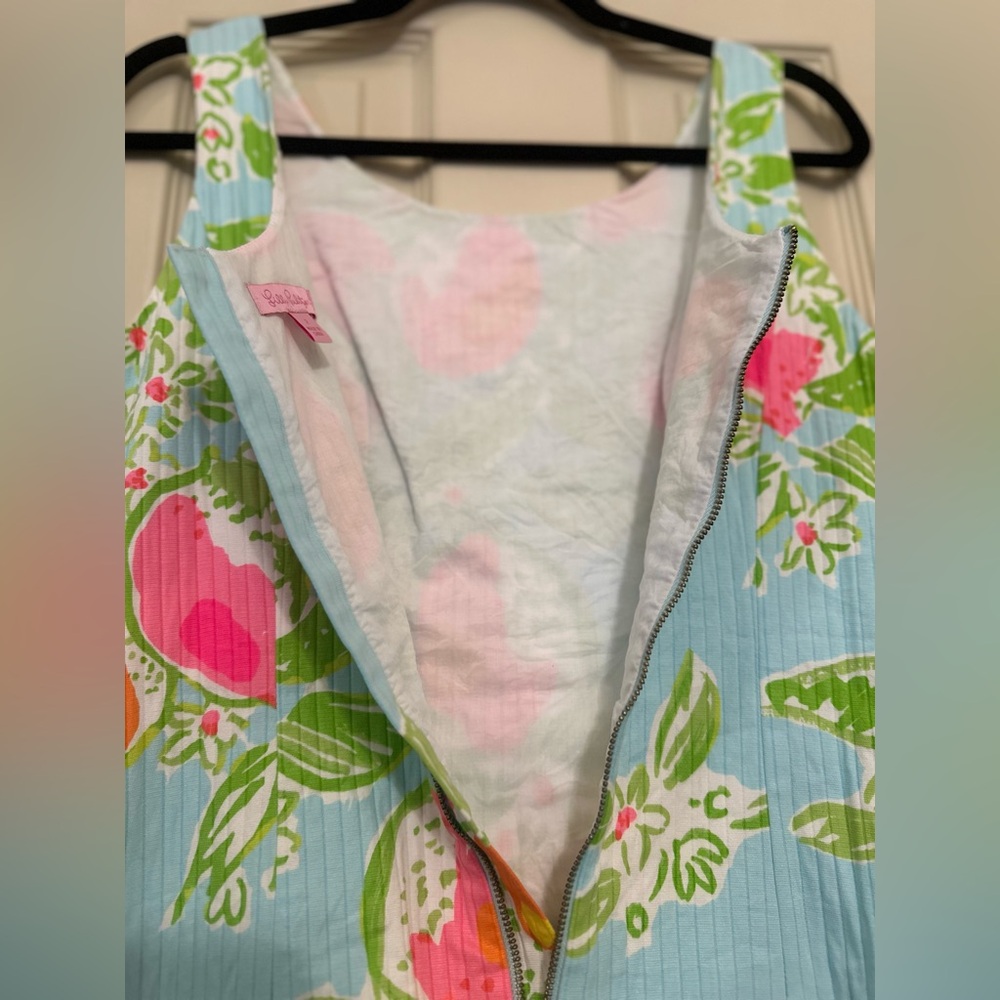 ♦️ Lilly Pulitzer Sleeveless Summer Fruit Dress Size 2 Blue and Pink - Picture 8 of 8